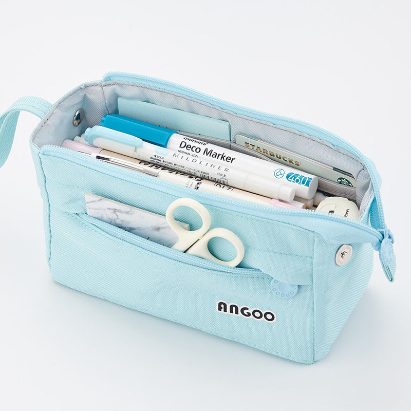 Wholesale Portable Open Solid Color Canvas Pencil Case