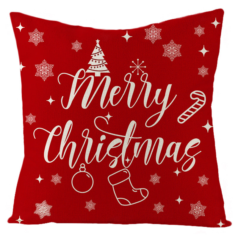 Wholesale Christmas Red Linen Pillow Cover Holiday Home Decoration Pillow Cushion Cover