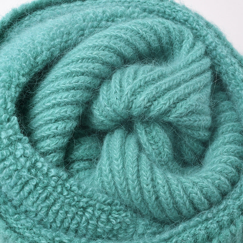 Wholesale Rabbit Hair High Flanged Warm Thick Knitted Fashionable Versatile Autumn and Winter Woolen Hat