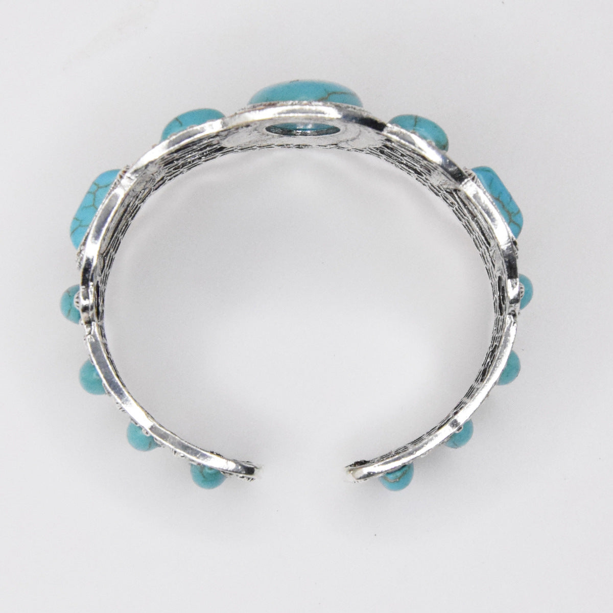 Wholesale Exaggerated exotic ethnic retro turquoise open bracelet