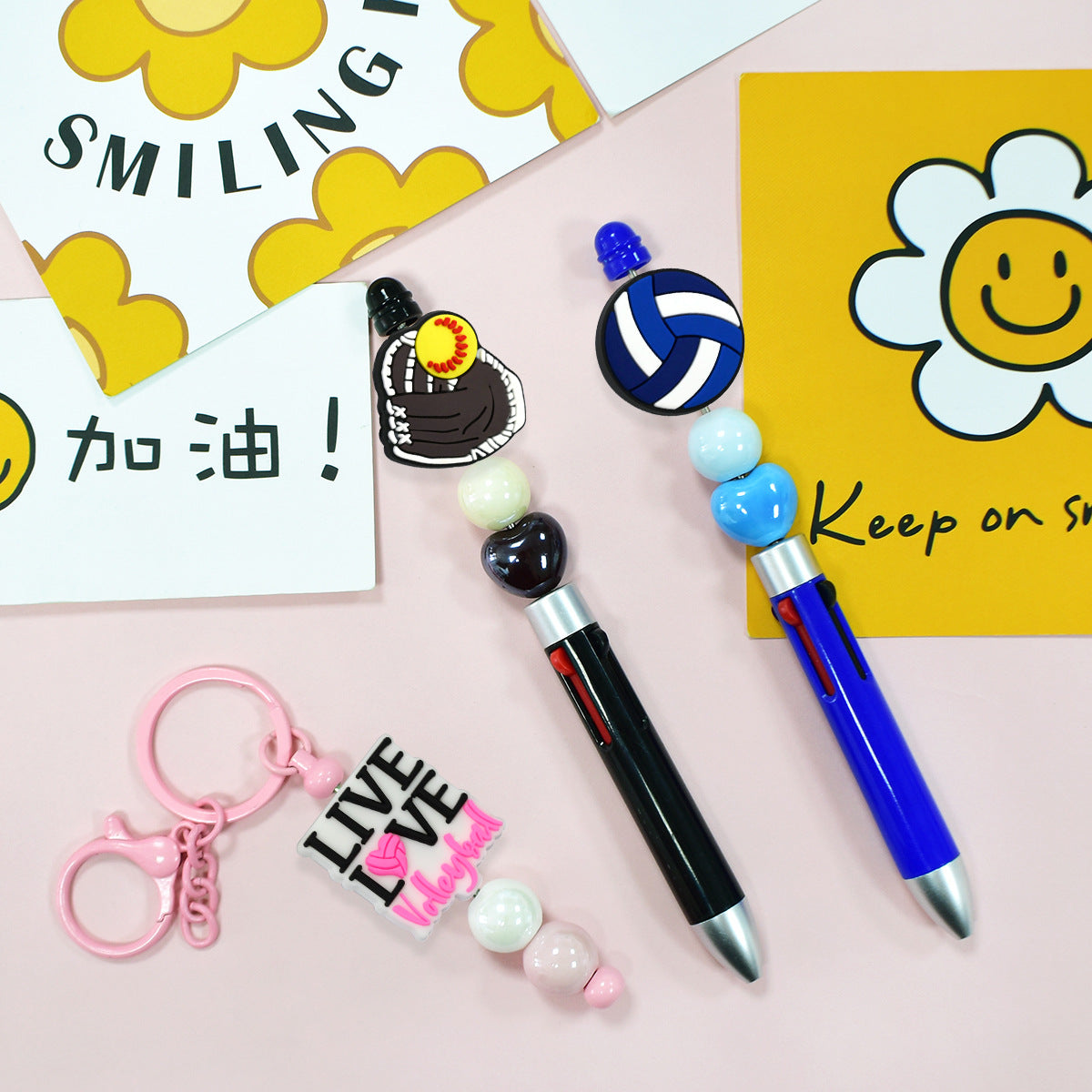 Wholesale Random 100pcs/pack PVC soft rubber perforated beaded accessories for ball sports series   Focal Beads