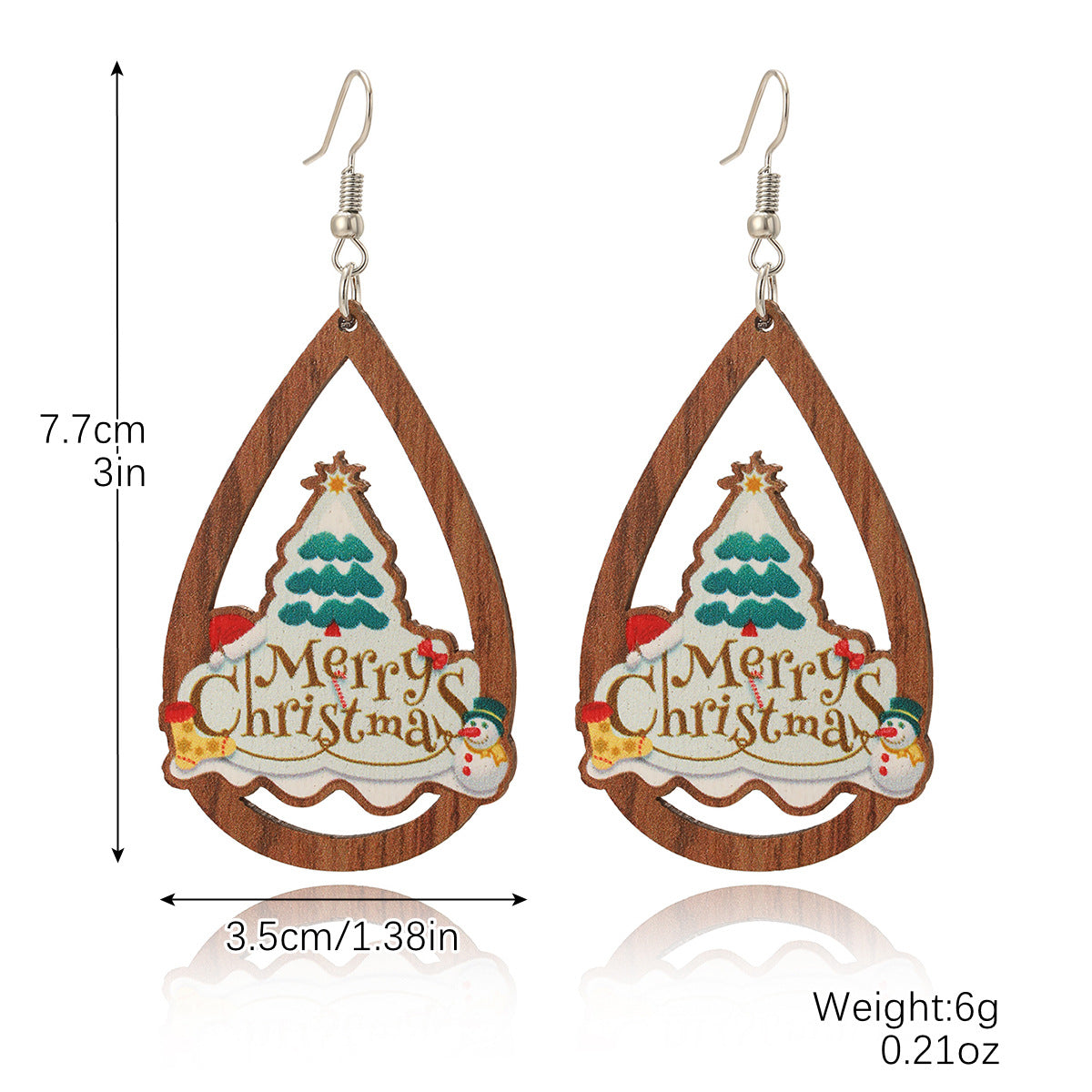 Wholesale Christmas Snowflake Santa Claus Wooden Earrings