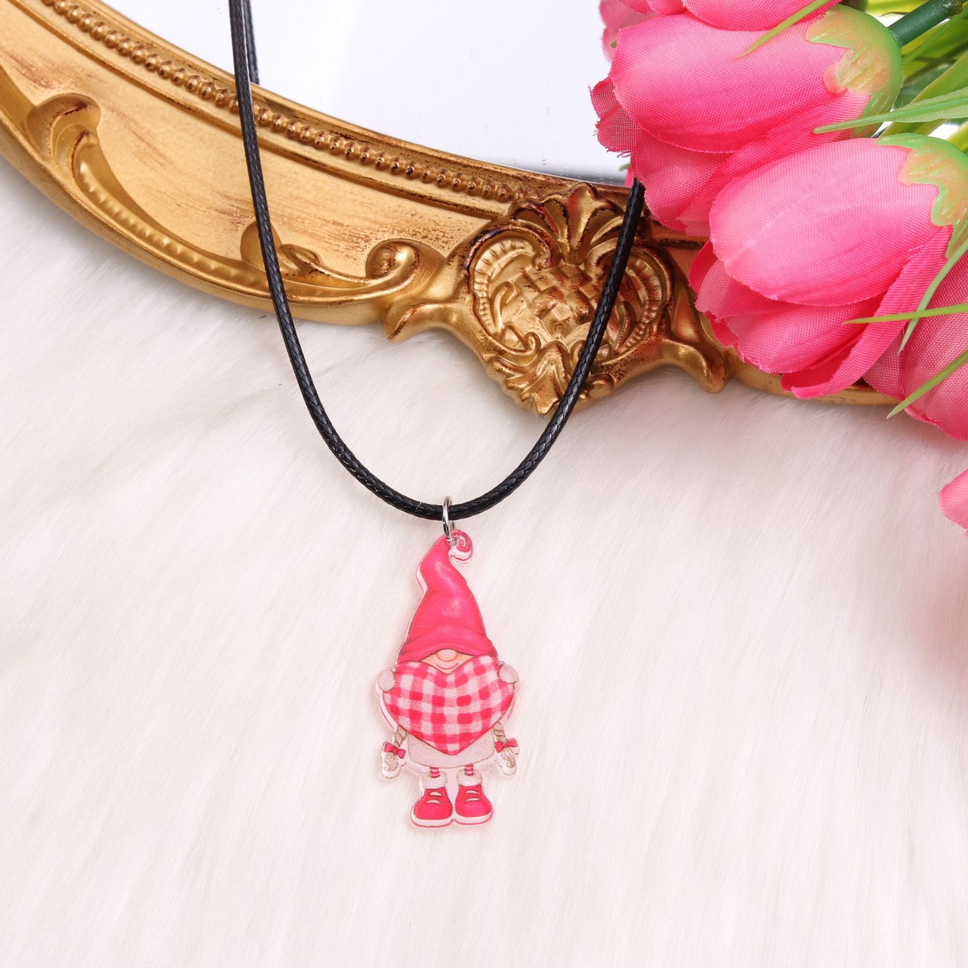 Wholesale Valentine's Day Heart Gnome Rainbow Necklace
