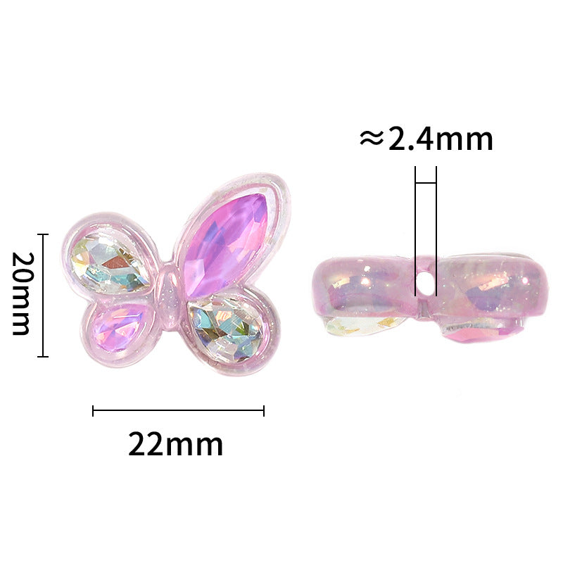 Wholesale 100pcs Luminous UV Fine Sparkling Diamond Set Butterfly Beads