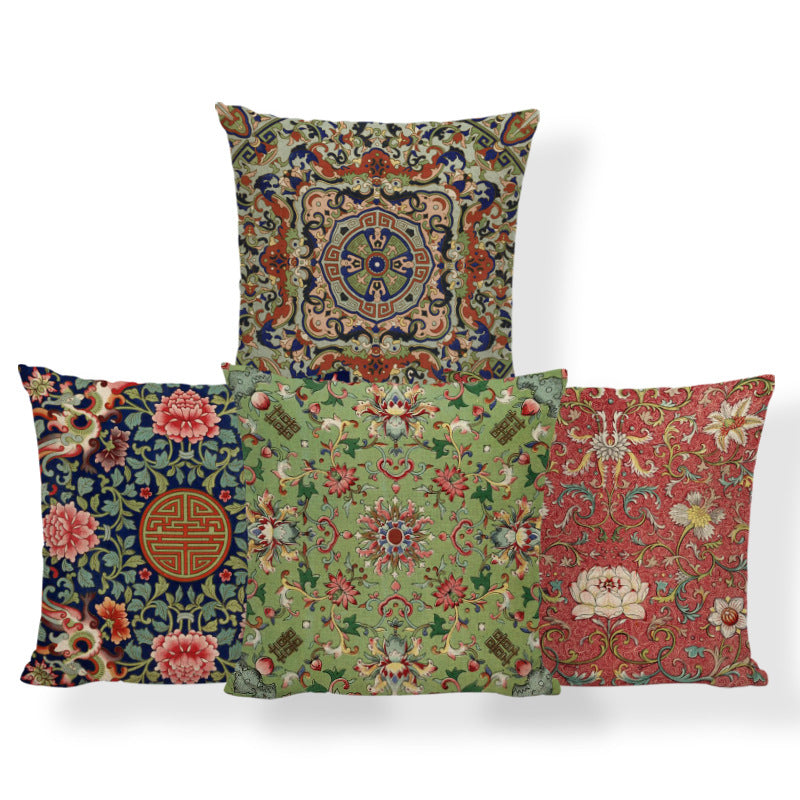 Wholesale Ethnic Style Retro Prints Polyester Linen Pillowcase