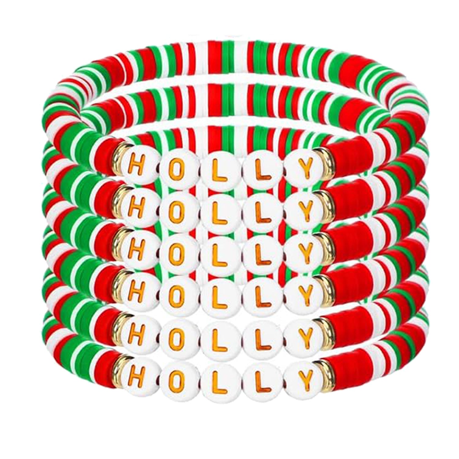 Wholesale 10pcs Red and Green Christmas Theme Clay Beam Bracelet