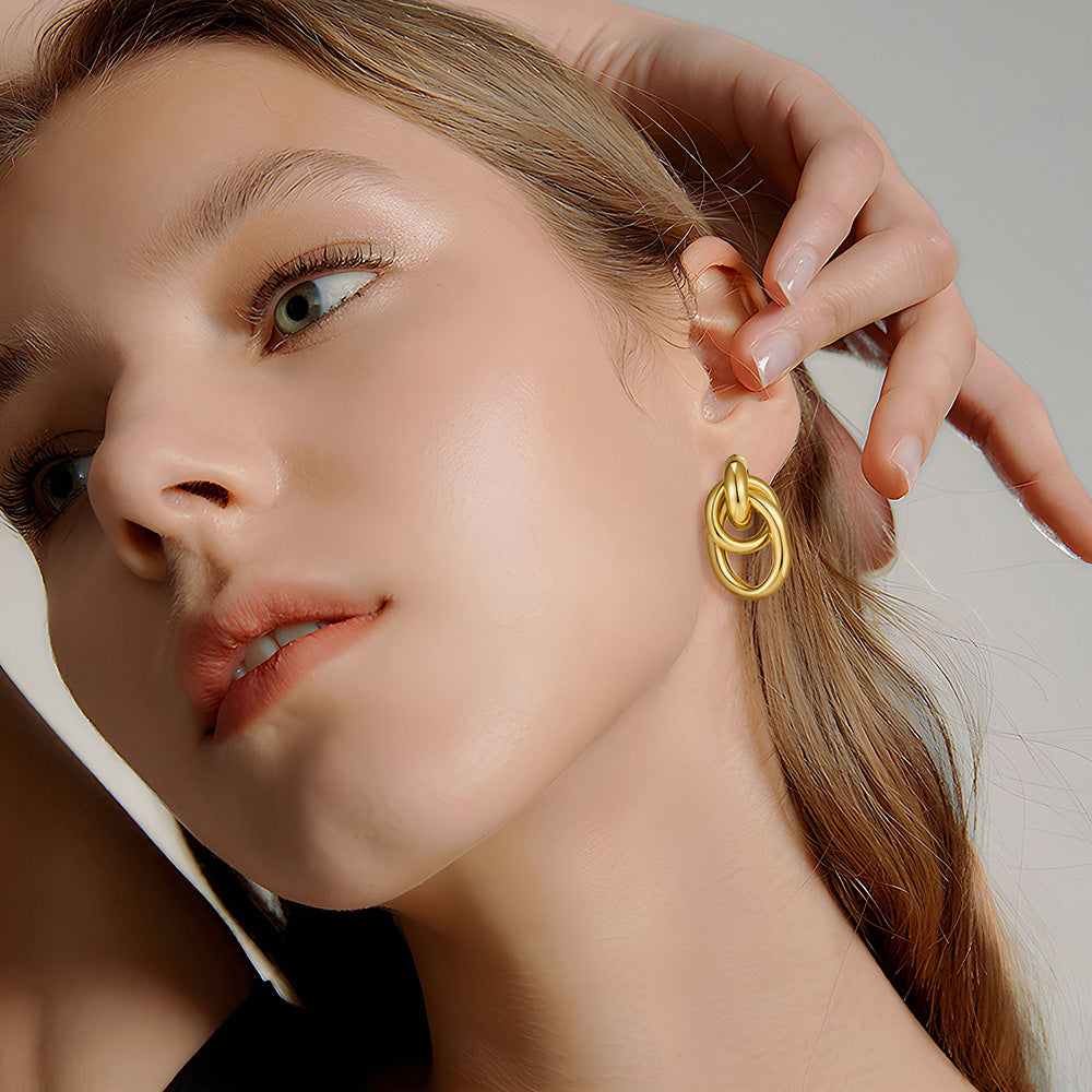 Wholesale Golden Creative Geometric Circle Earrings