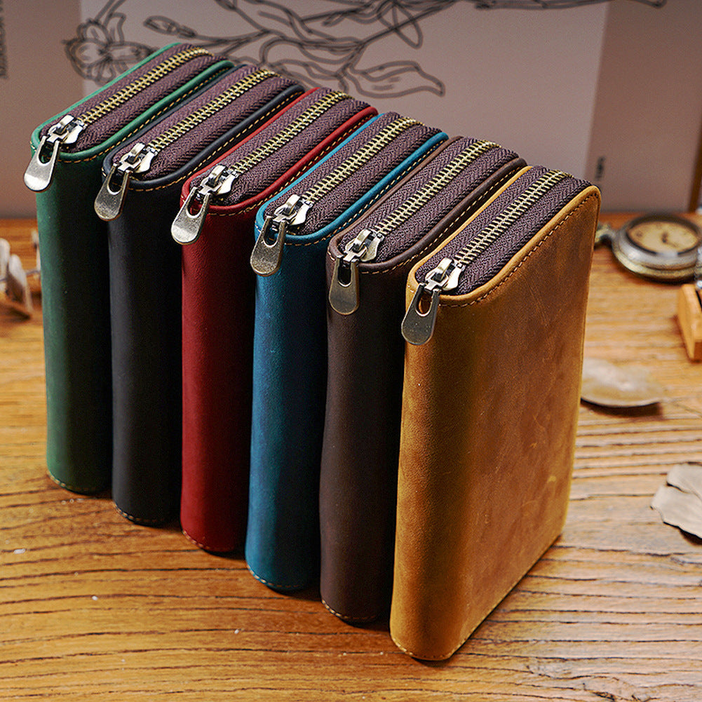 Wholesale Three-pack Zippered Cowhide Pencil Case