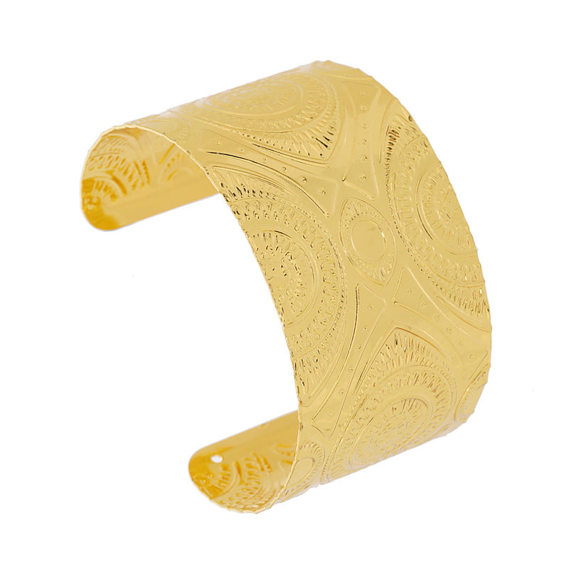 Wholesale Dunhuang Gold Wide Ethnic Style Bohemian Bracelet