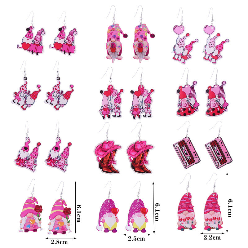 Wholesale Valentine's Day Pink Tape Love Balloon Acrylic Earrings