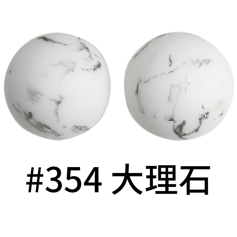 Wholesale 50pcs 16mm Print Silicone Beads Colorful Silicone Water Transfer Beads