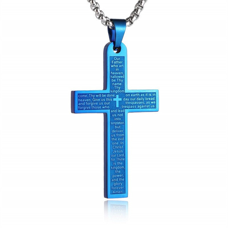 Wholesale Cross Scripture Pendant Stainless Steel Necklace