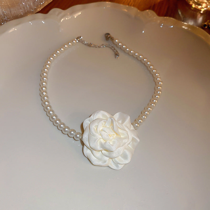 Wholesale Vintage Fabric Flower Sweet Necklace Bracelet Earring Set