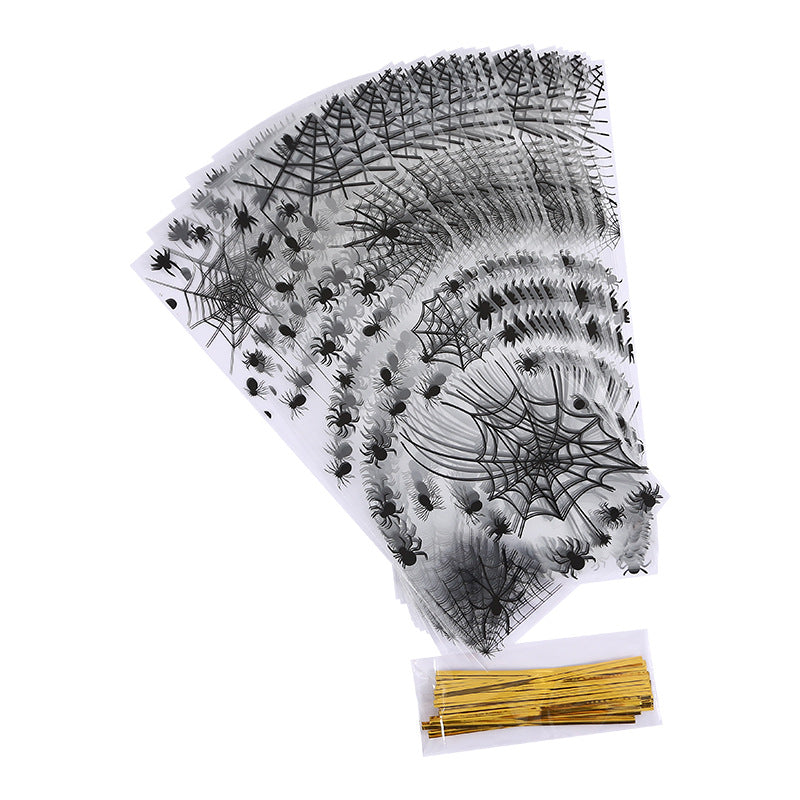 Wholesale Halloween Series Transparent Cellophane Spider Color Printing Packaging Bag