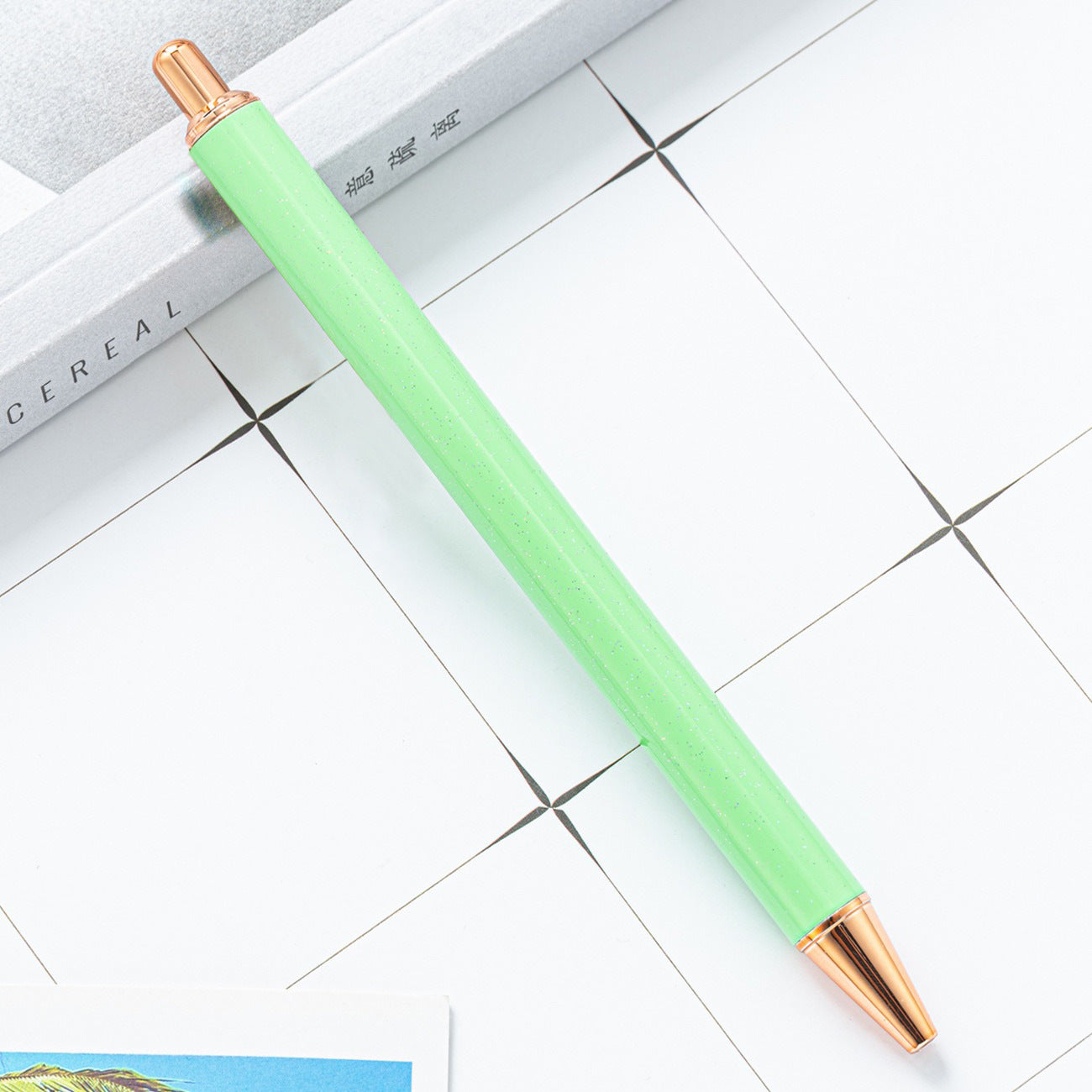 Wholesale Creative Glitter Printable Logo Metal Push Ballpoint Pen