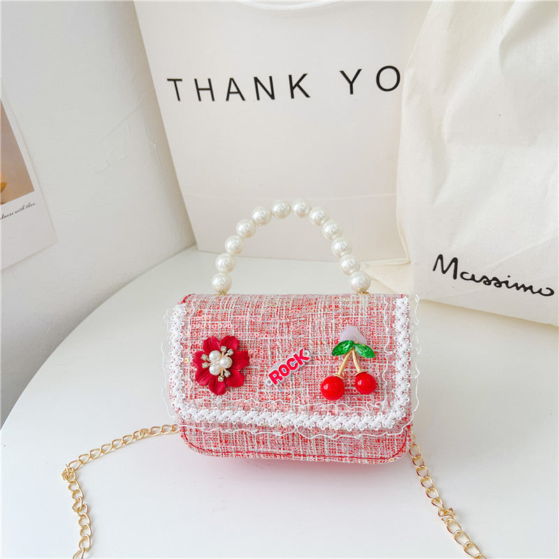 Wholesale Cotton and Linen Children's Pearl Handbag