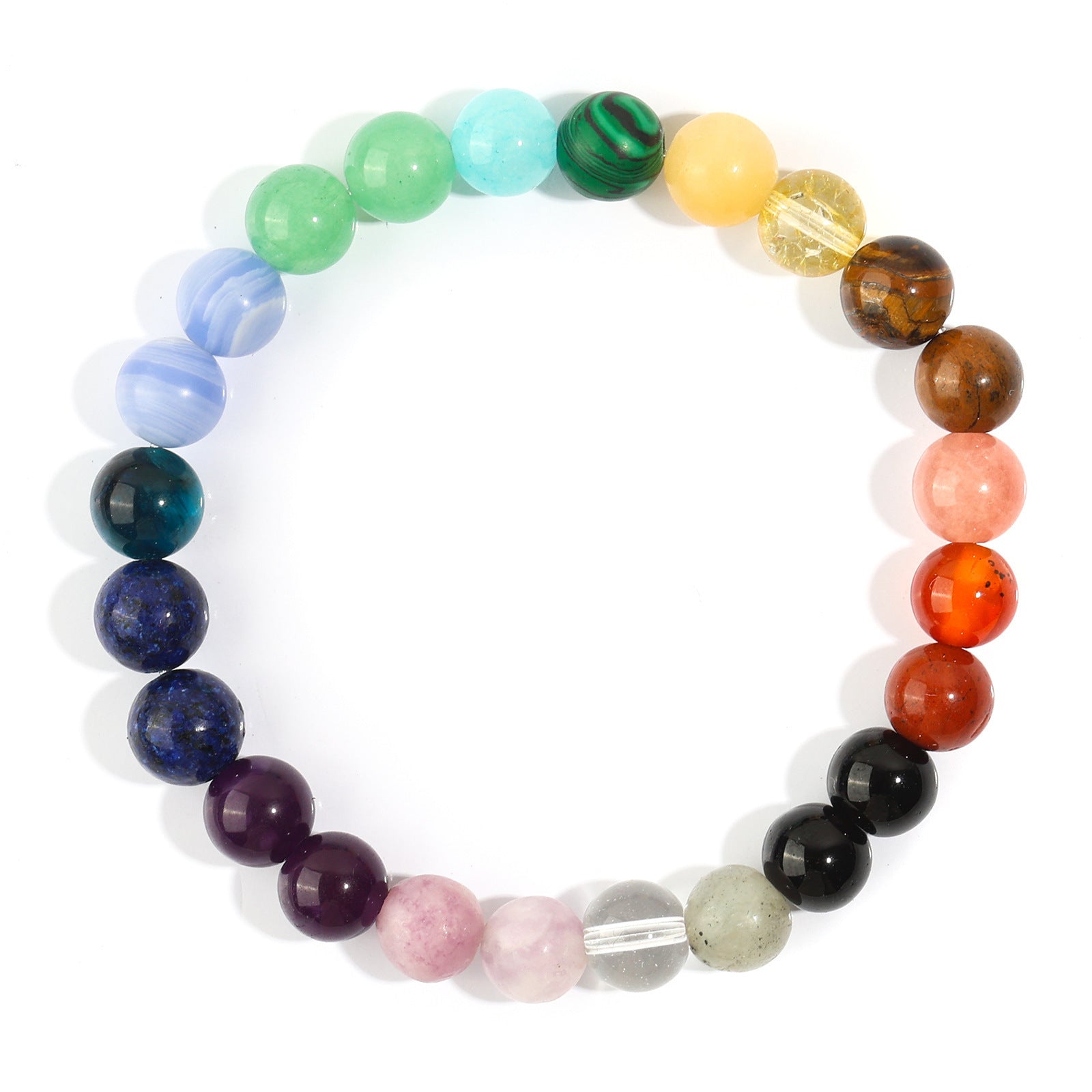 Wholesale 8mm mixed color white turquoise natural stone healing bracelet