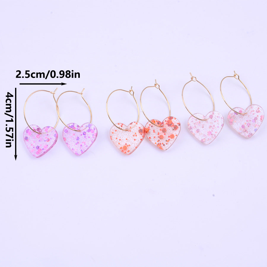 Wholesale   Sequin Heart  Valentine' s Day  Acrylic Earrings