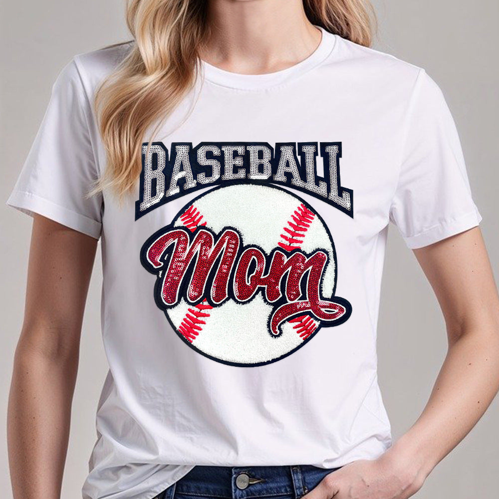 Wholesale Baseball Mom Embroidered Patch Red Hot Melt Glue Baseball Theme Decorative Fashion Accessory For Coats Gift Boutique Resale