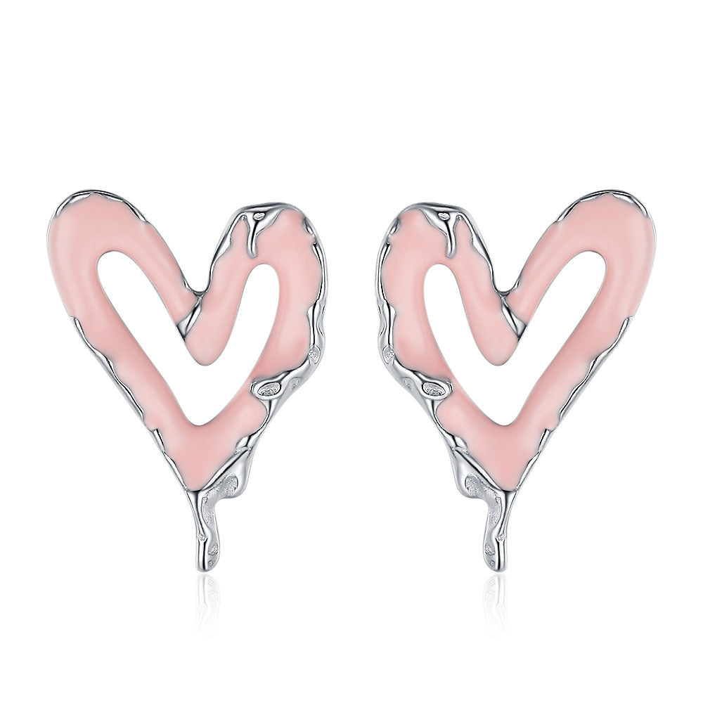 Wholesale Sweet Cool Heart Silver Earrings