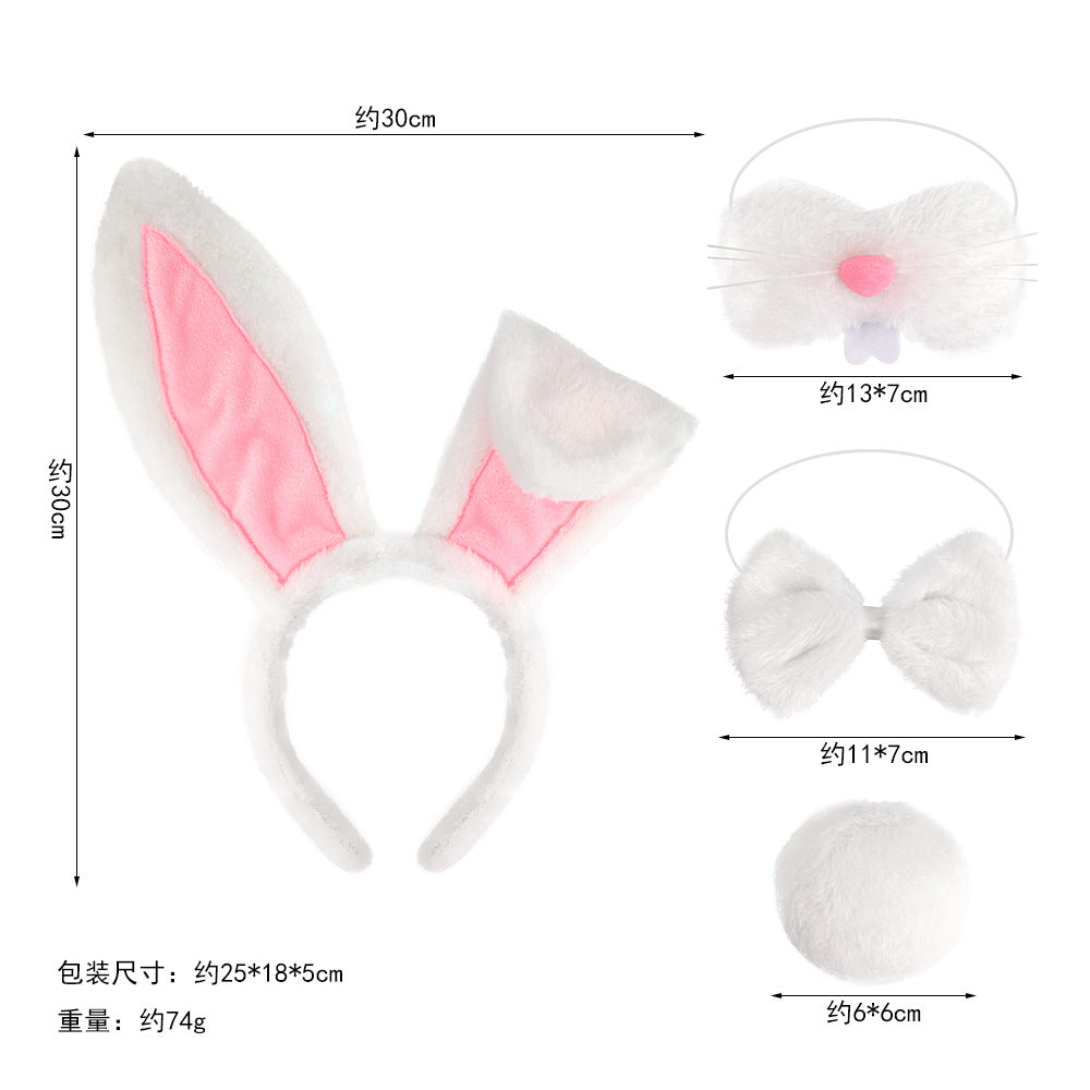 Wholesale Easter Rabbit Ears Cute White Rabbit Nose Headband