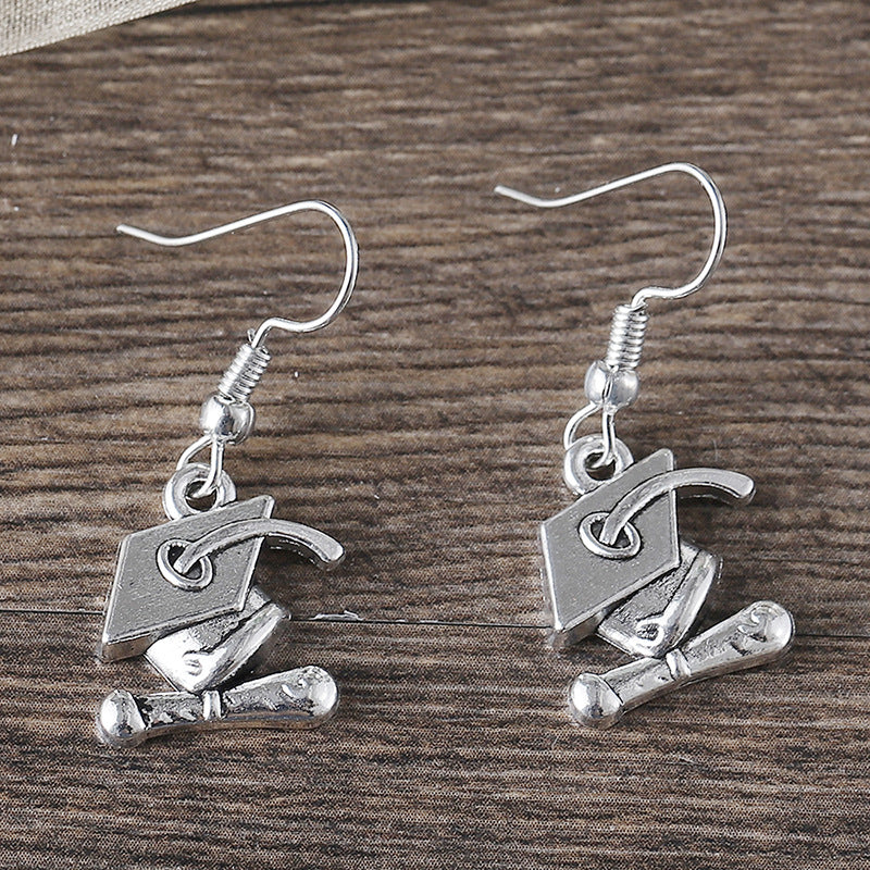 Wholesale Graduation Season Flower Bachelor' s Hat Colored Earrings