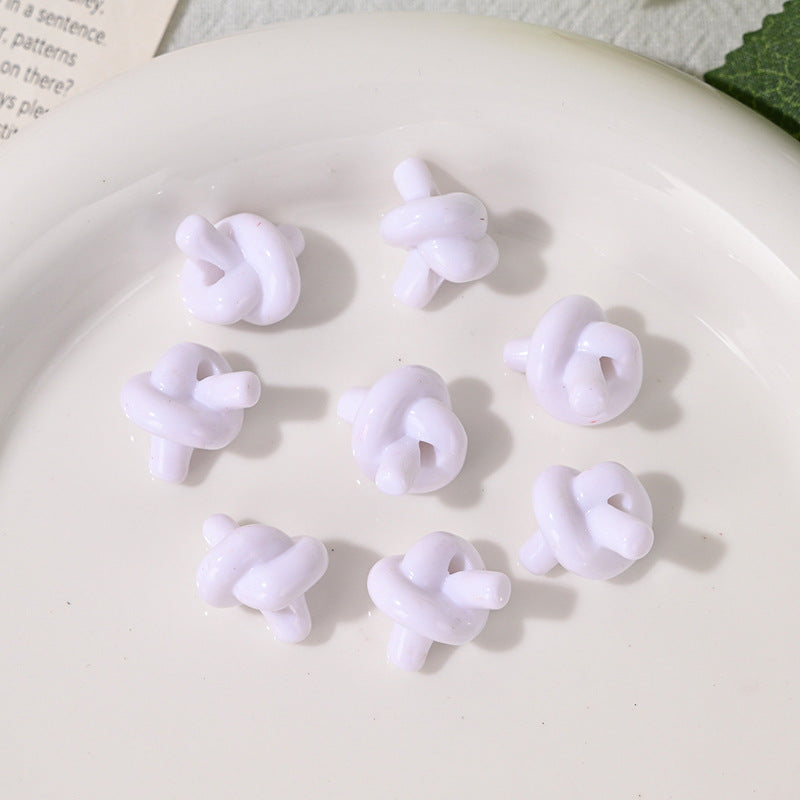 Wholesale 10pcs Acrylic Candy Color Rope Knot Straight Hole  Acrylic Beads