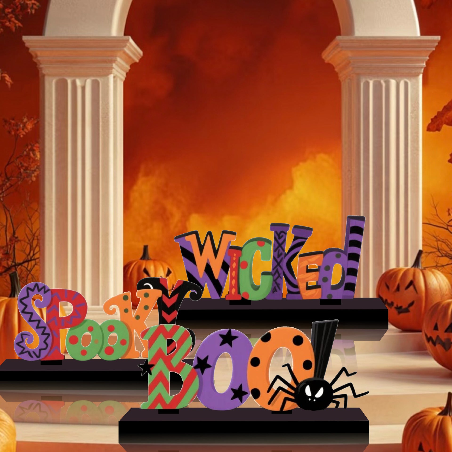 Wholesale 3pcs/pack colored spotted letter wooden ornament