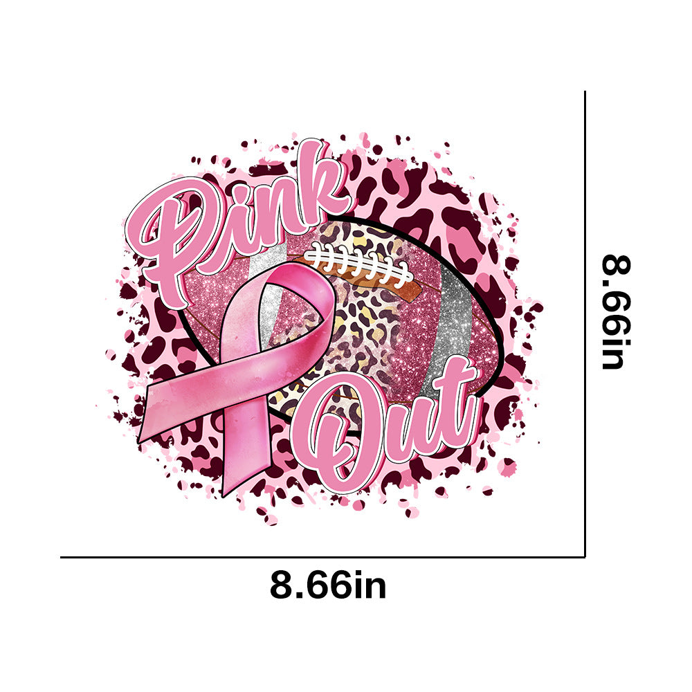 Wholesale Pink ribbon letter lip pattern UV DTF Ready to Press Transfers Wraps