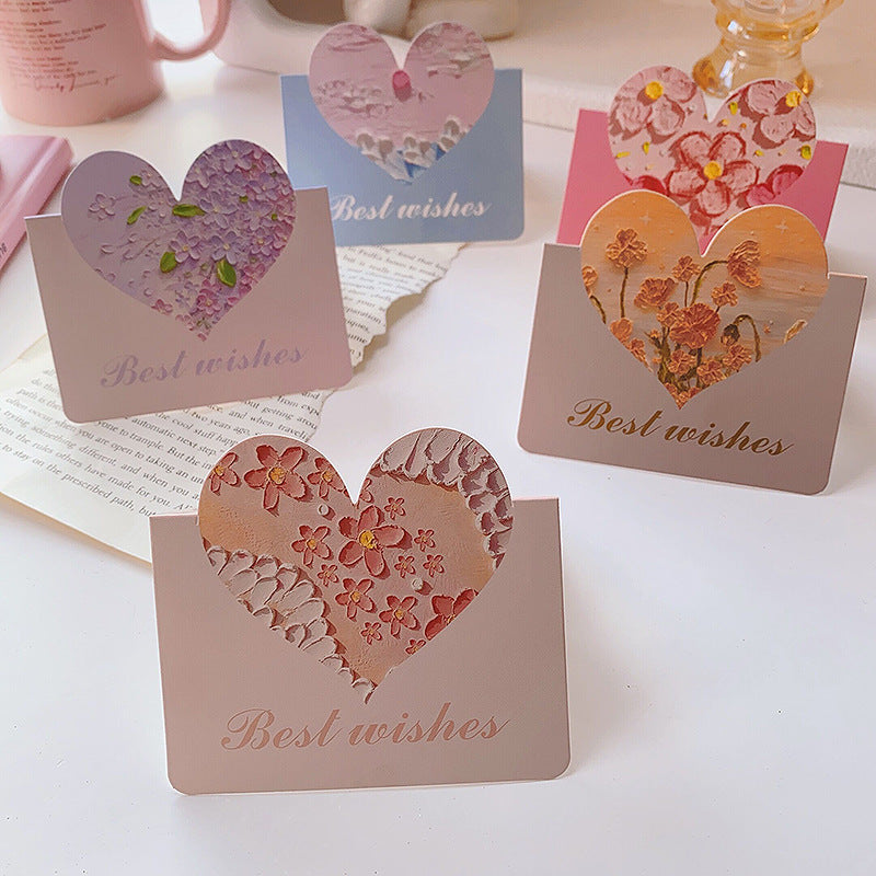 Wholesale of 10pcs/pack Mother's Day Love 3D Oil Painting Flowers Paper Greeting Cards