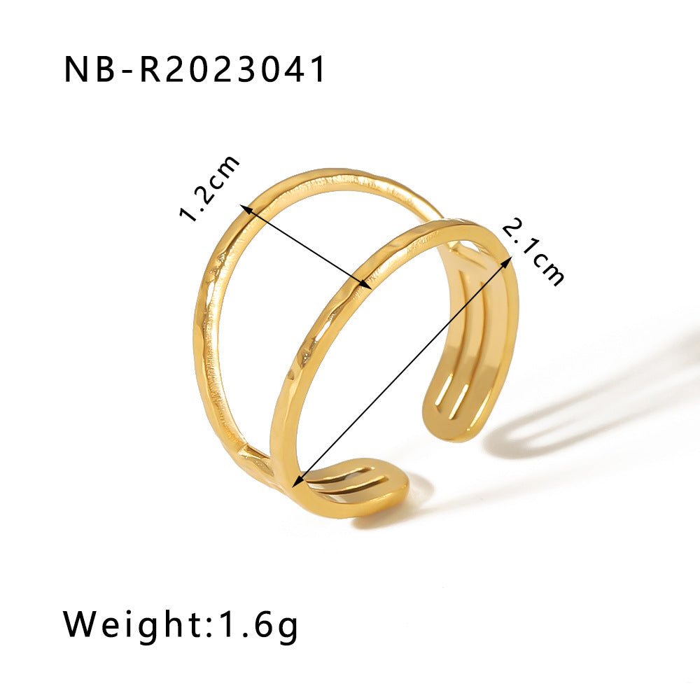 Wholesale commuter stainless steel open ring heart-shaped geometric titanium steel ring fashion simple  Personality ring female