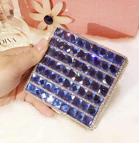 Wholesale full diamond luxury portable single-sided diamond inlaid leather self elastic light luxury cigarette box