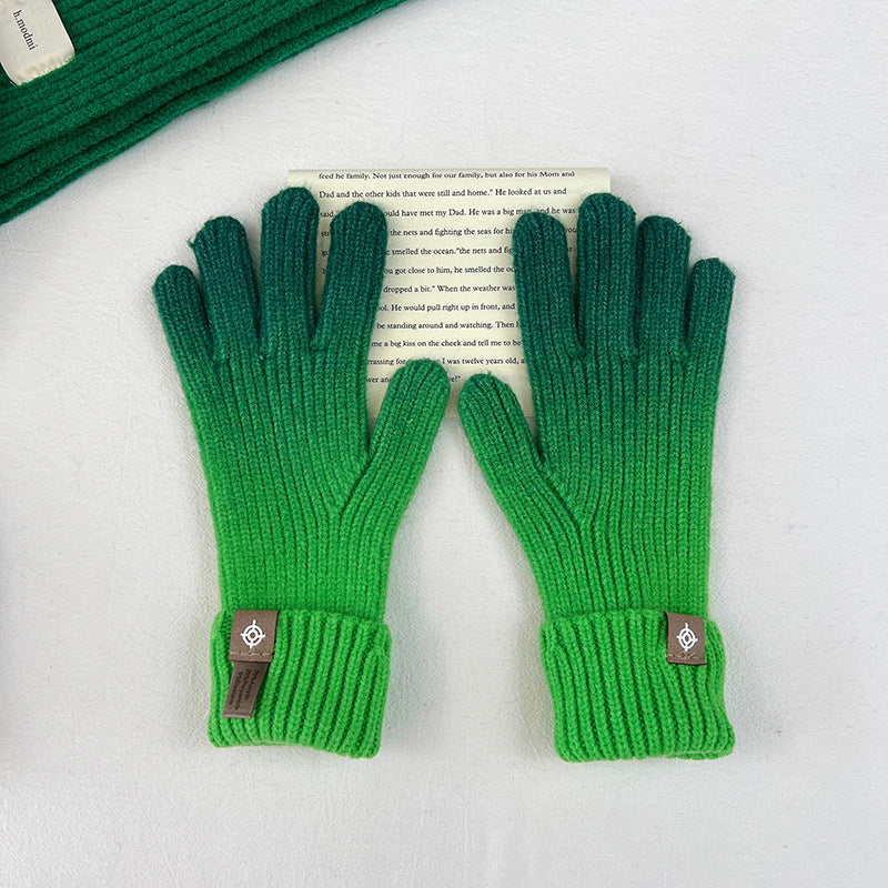 Wholesale Rainbow Gradient Color Autumn and Winter Knitted Fingerless Split Finger Touch Screen Warm Windproof Gloves