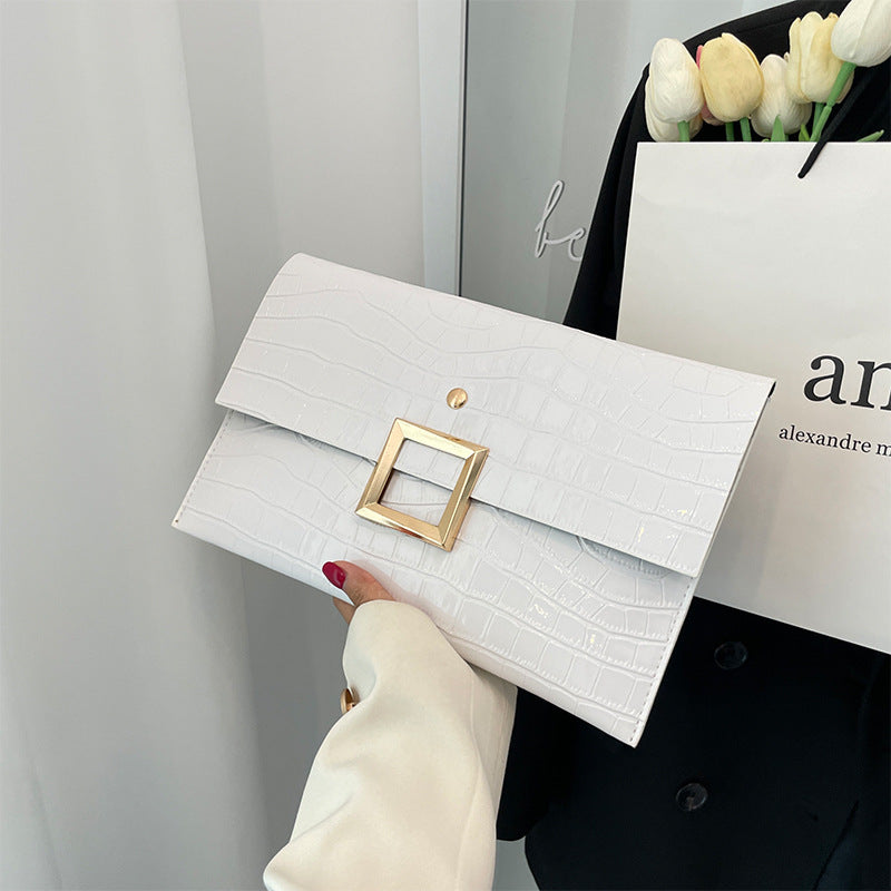 Wholesale Solid Color Versatile Fashion Temperament Stone Pattern Envelope Clutch Bag