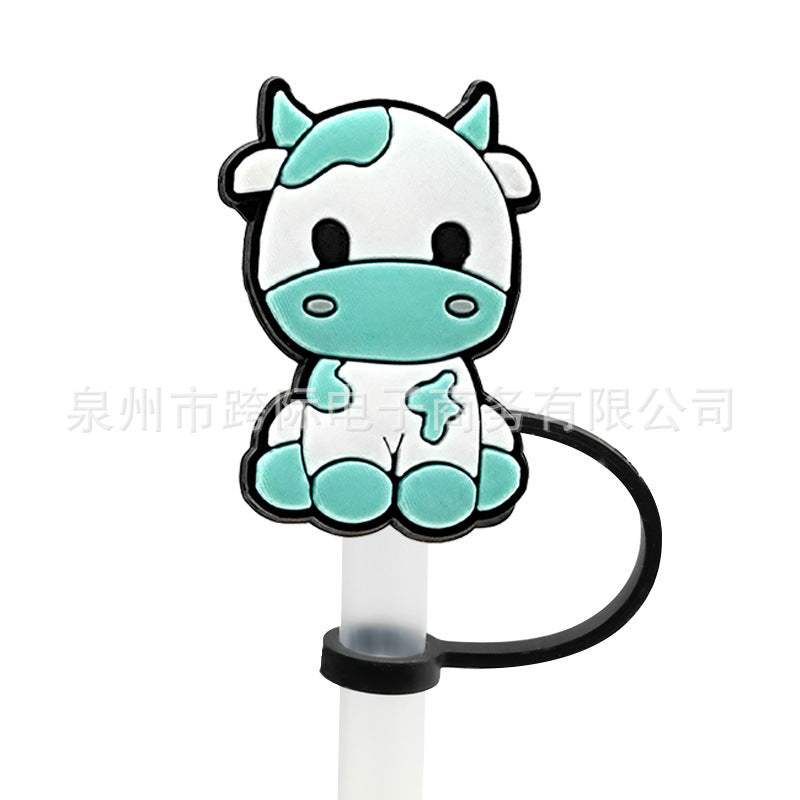 Wholesale 10 pcs New Cow Series Straw Cover Straw Cap Silicone Dust Plug
