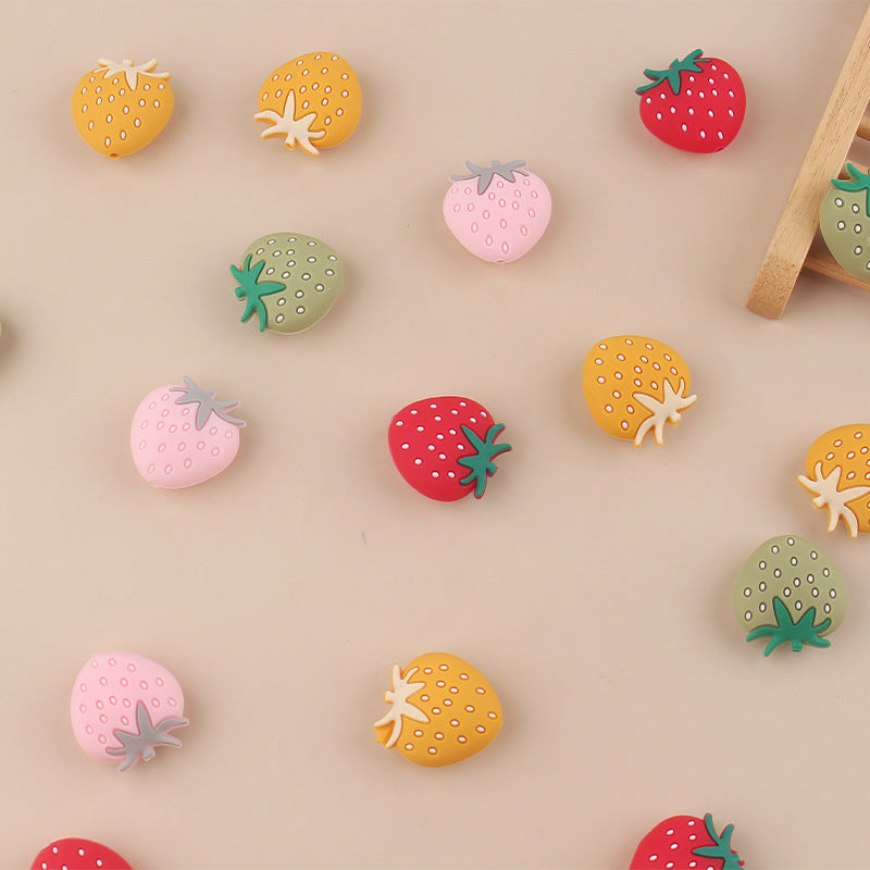 Wholesale 3-pack cartoon strawberry silicone DIY accessories