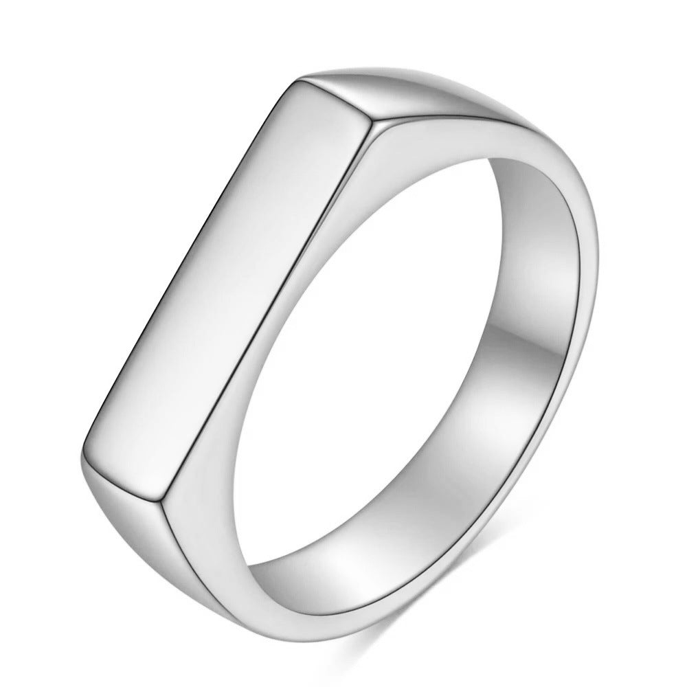 Wholesale simple and versatile temperament small strip 18K gold flat stainless steel ring