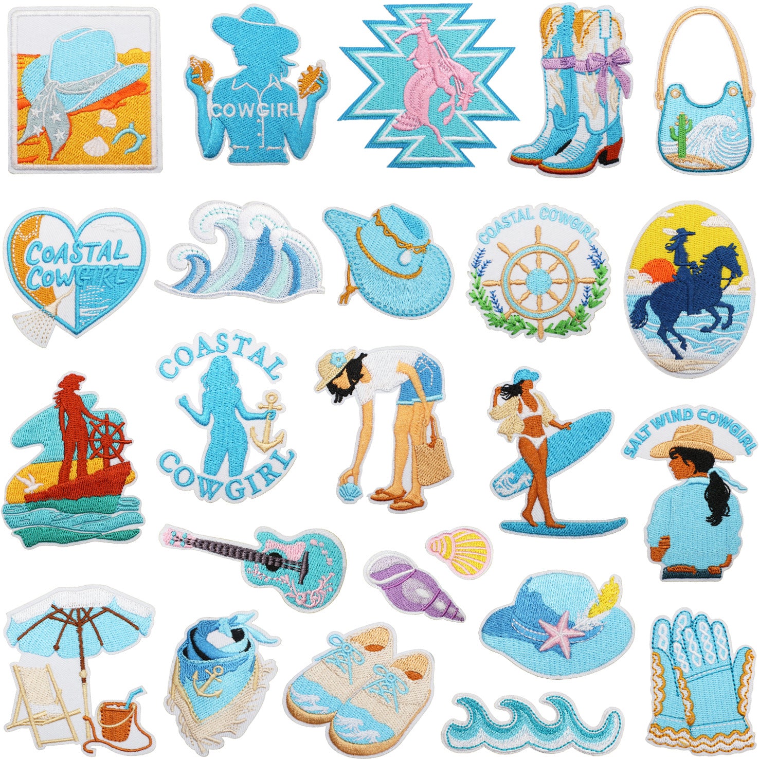 Wholesale Western Cowboy Shell Embroidered Patch Polyester Heat Transfer Applique For Clothing Casual Decorative Accent And Resale
