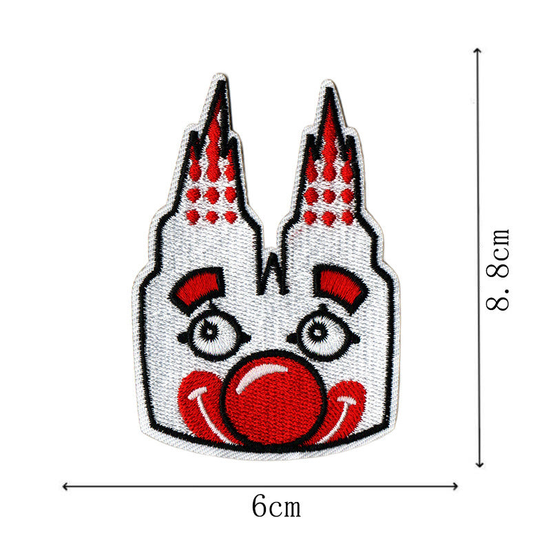 Wholesale Carnival Clown Crown Embroidered Iron On Patches Red Cartoon Design 12 Piece Set Towel Decoration DIY Craft Supply Gift Resale