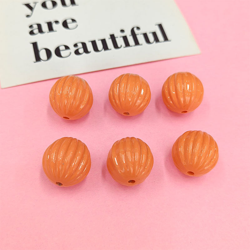 Wholesale 100pcs/Pack Baked Paint Pumpkin 16mm Macaron DIY Handmade Acrylic Beads