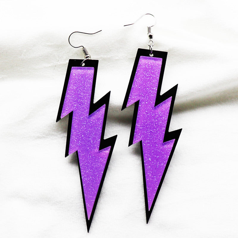 Wholesale Lightning Exaggerated Long Silver Needle Acrylic Earrings