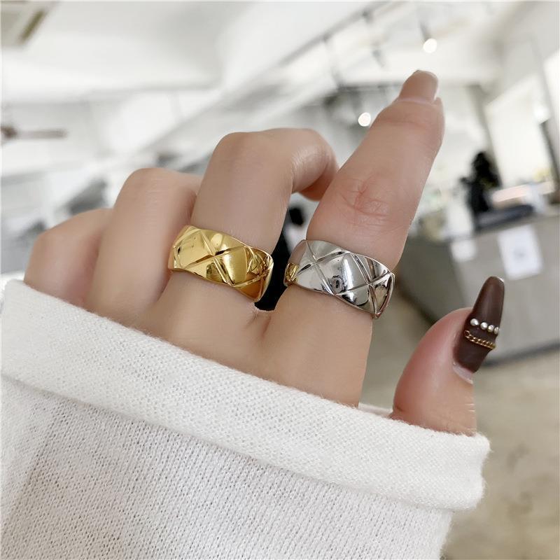 Wholesale Diamond Patterned Stainless Steel 18K Gold-plated Ring