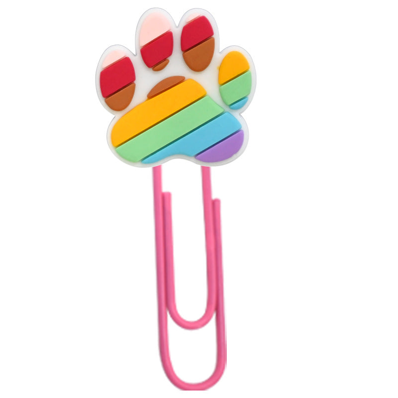 Wholesale Random 50pcs Cute colo  dog claw footprints paper clips metal bookmarks