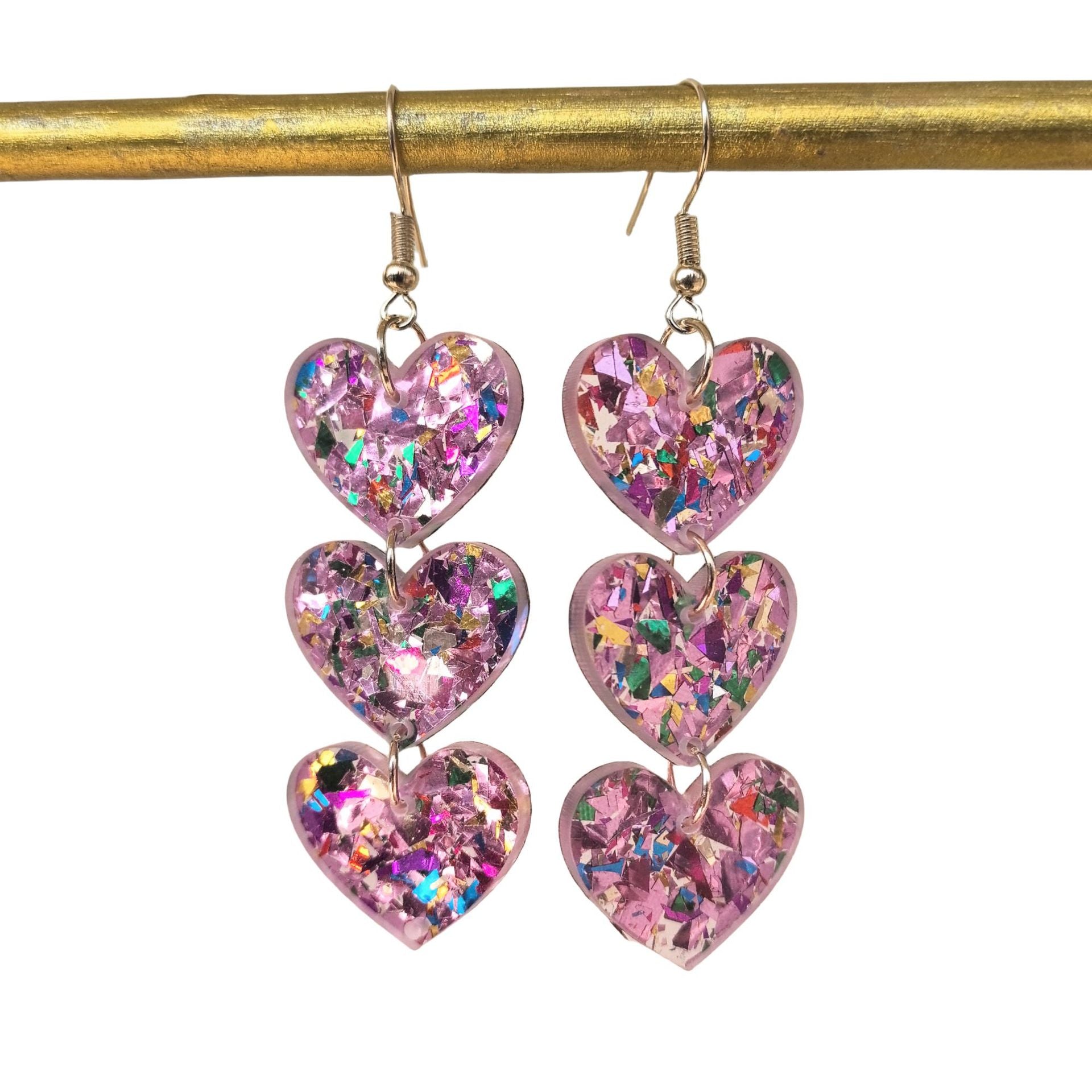 Wholesale Acrylic sequin asymmetrical heart-shaped triple personality simple retro earrings