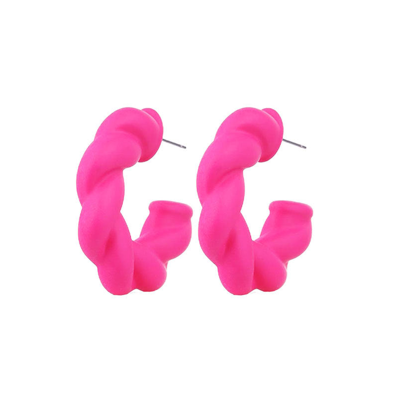 Wholesale Gut Simple Solid Color Commuter C Shape Twist Acrylic Earrings