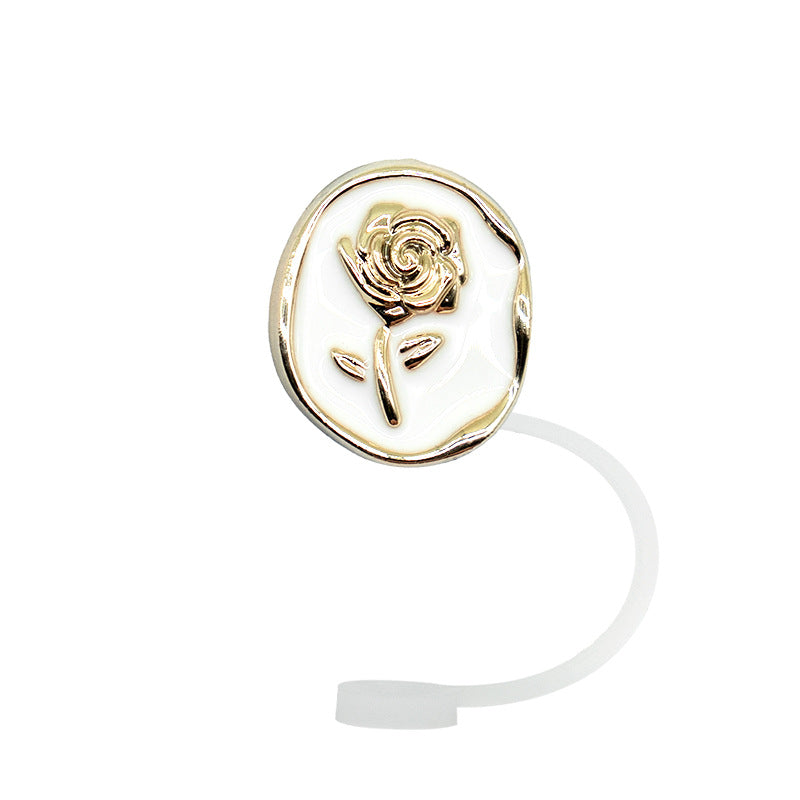 Wholesale 10pcs/packAcrylic Straw Cap Dust Plug Imitation Metal Shell