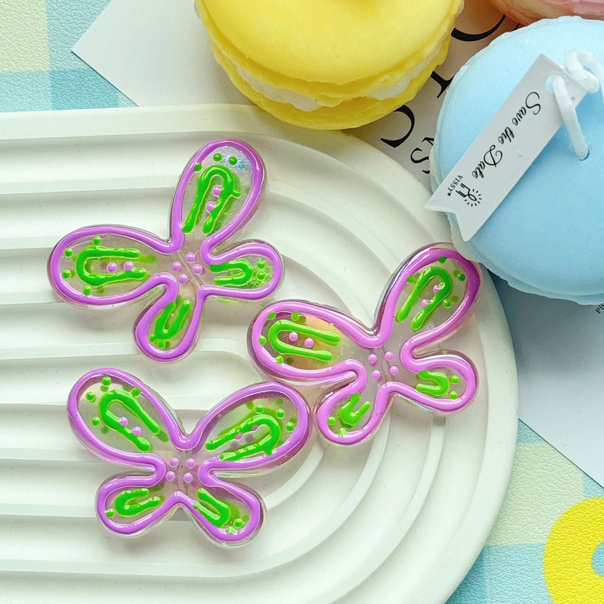 Wholesale 10pcs Plated large butterfly Acrylic Beads