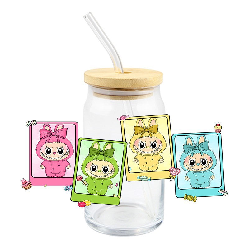 Wholesale 5pcs Colorful cute cartoon 16oz Cup UV DTF Wraps