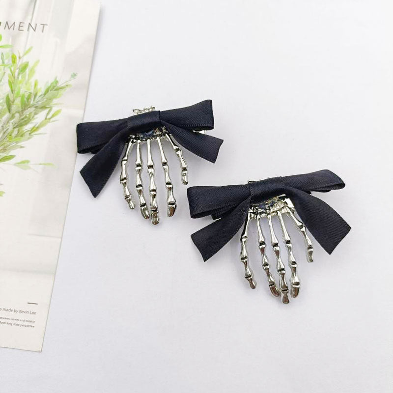 Wholesale Halloween Skull Ghost Claw Bow Alloy Hairpin