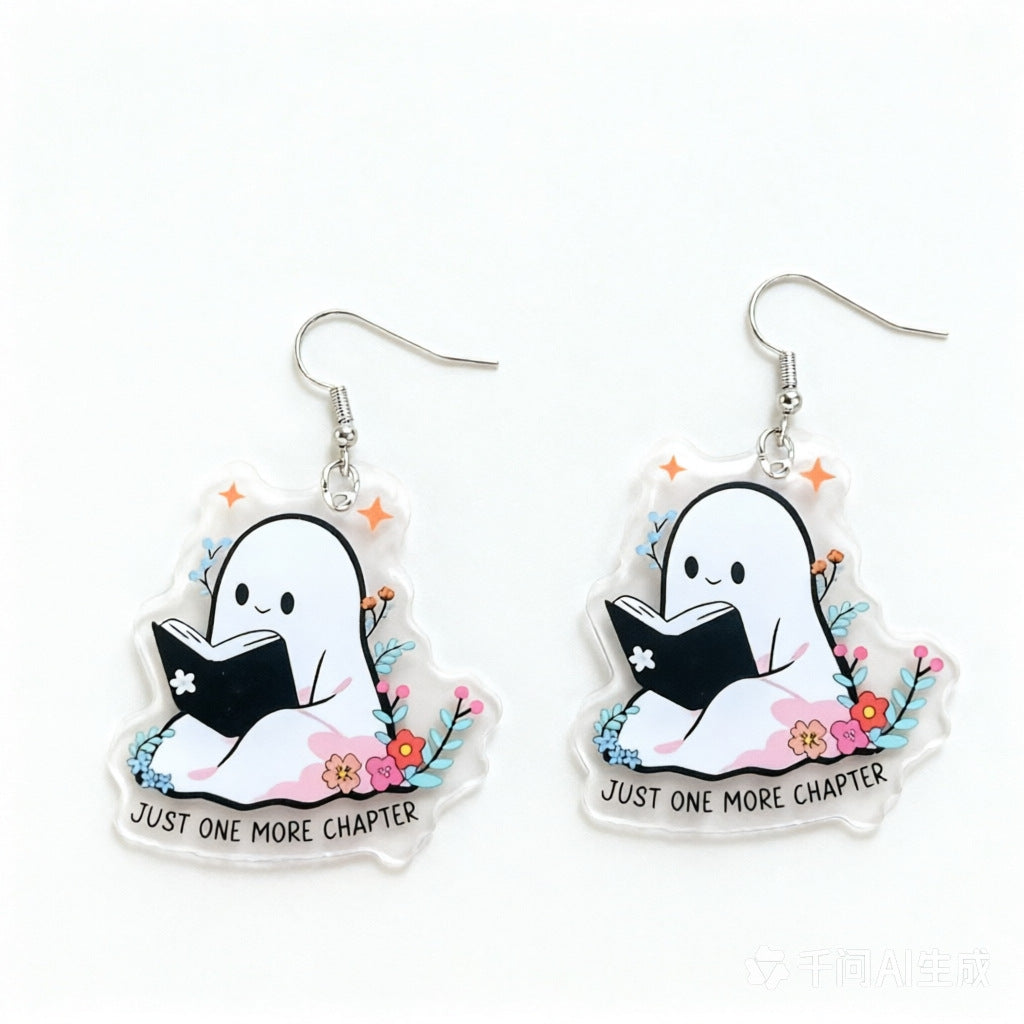 Wholesale Acrylic White Ghost Cartoon Earrings Chic Fashion Jewelry Accessory For Everyday Wear